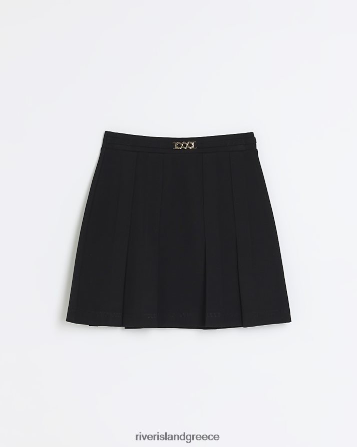 River Island ενδύματα μαύρος κορίτσια g πλισέ φούστα με ζώνη B6N8X6315