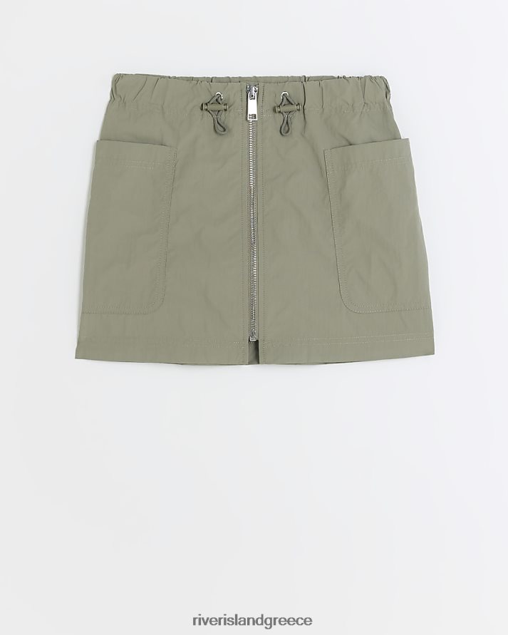 River Island ενδύματα χακί κορίτσια g φούστα cargo με φερμουάρ B6N8X6274