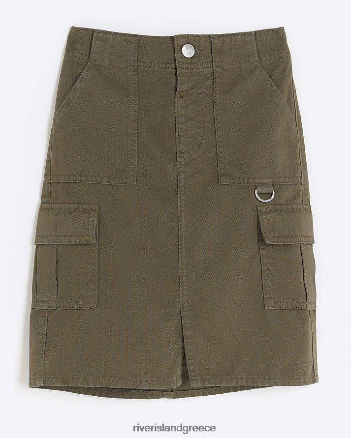 River Island ενδύματα χακί κορίτσια g cargo midi φούστα B6N8X6030