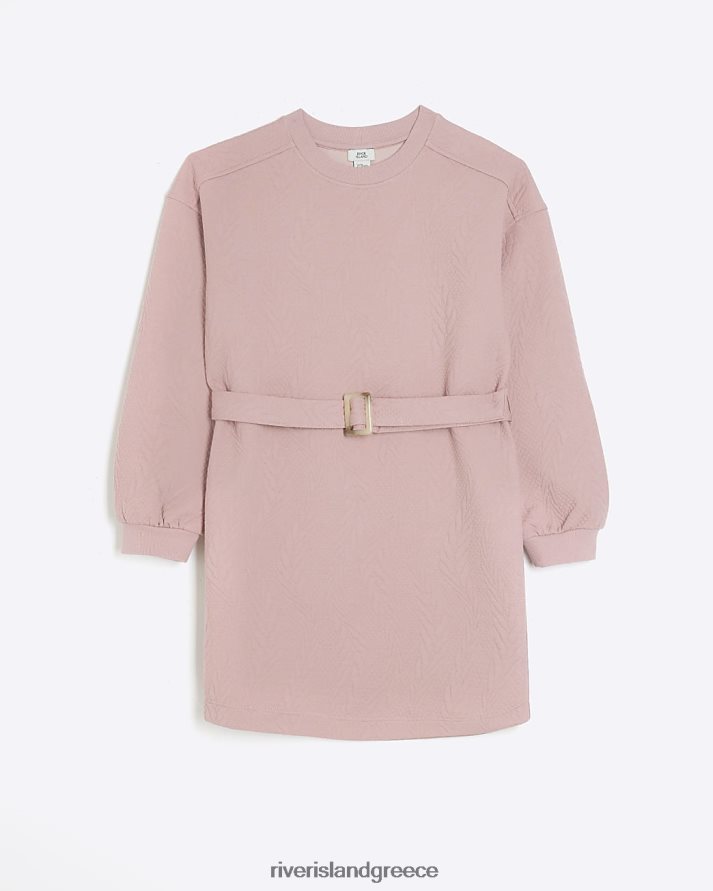 River Island ενδύματα κοράλλι κορίτσια ζ ζακάρ φόρεμα φούτερ με ζώνη B6N8X3193
