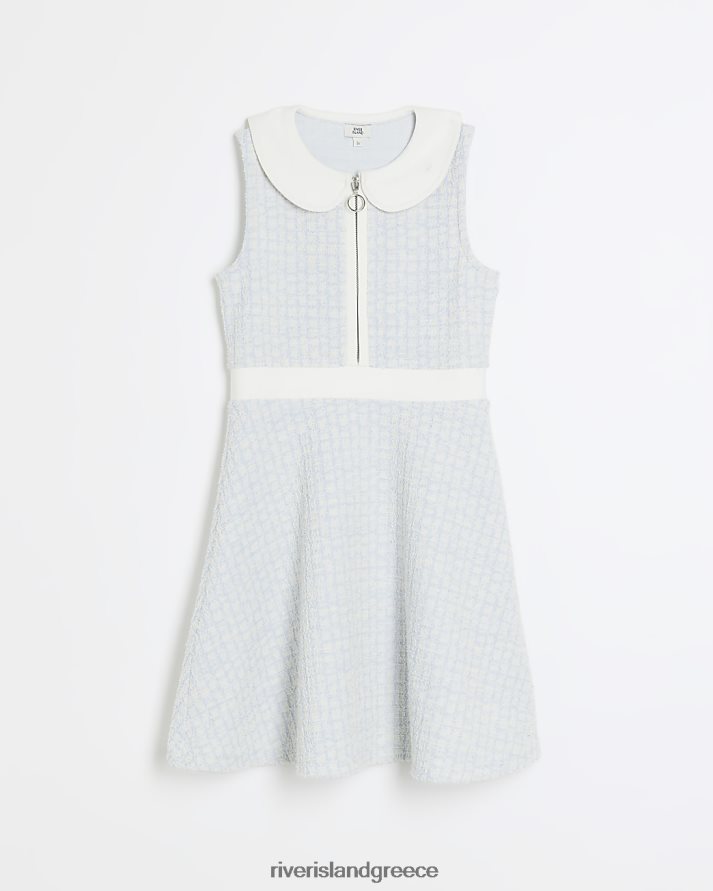 River Island ενδύματα μπλε κορίτσια φόρεμα με γιακά με καρό B6N8X6312