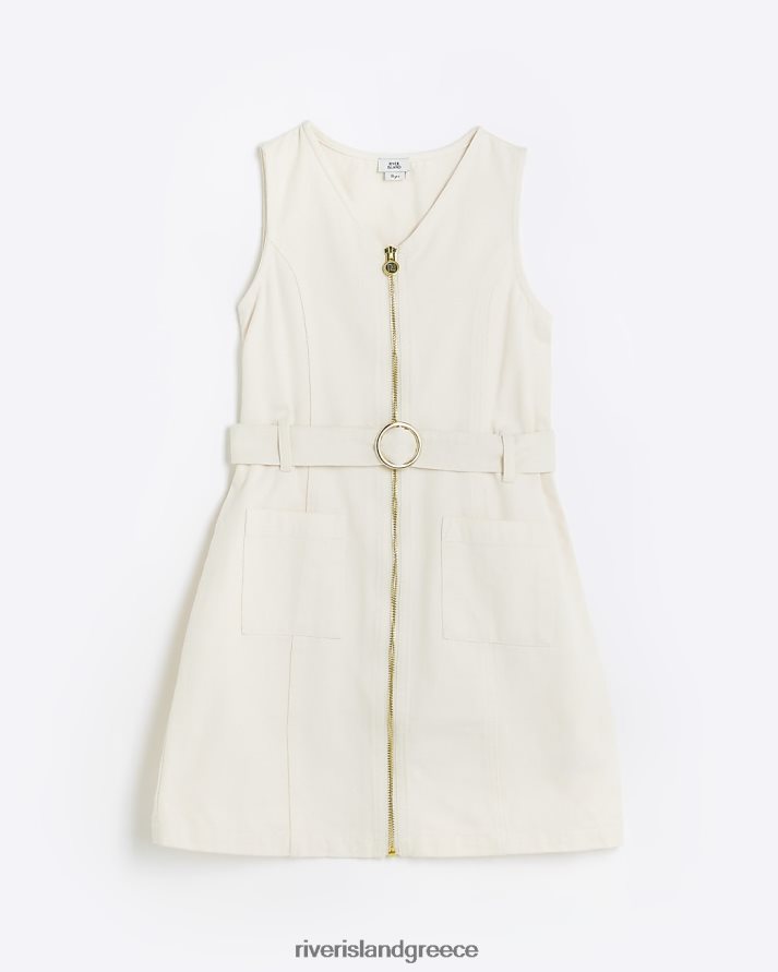 River Island ενδύματα κρέμα κορίτσια g βοηθητικό φόρεμα με φερμουάρ B6N8X3198