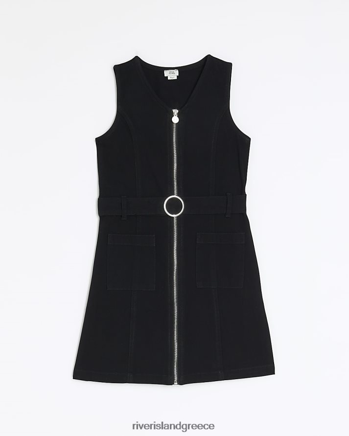 River Island ενδύματα μαύρος κορίτσια g βοηθητικό φόρεμα με φερμουάρ B6N8X3199