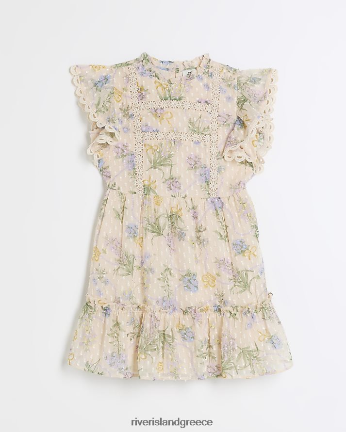 River Island ενδύματα ροζ κορίτσια g σιφόν φλοράλ φόρεμα B6N8X3387