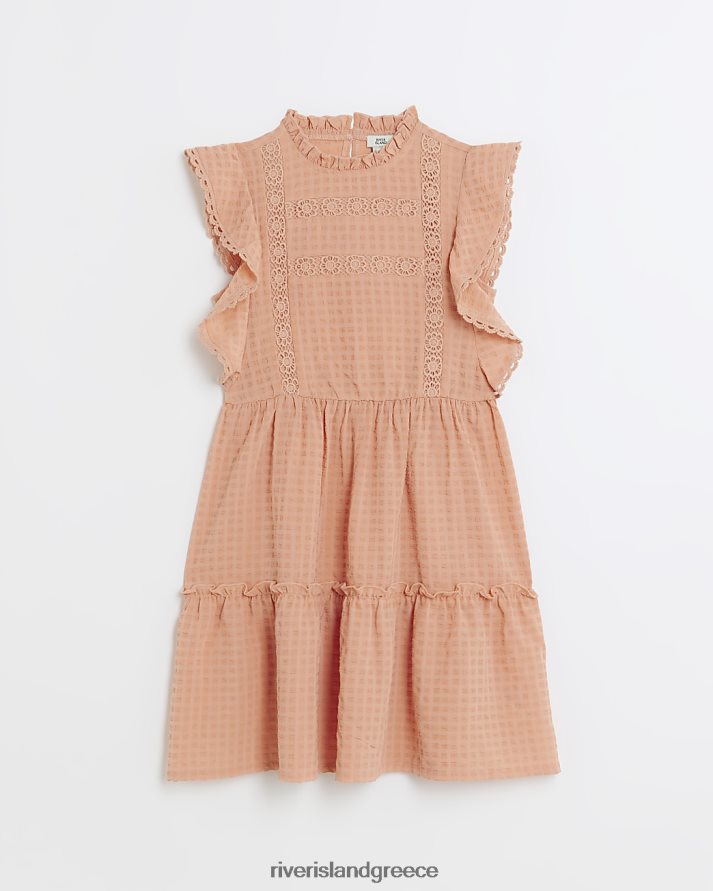 River Island ενδύματα ροζ κορίτσια g ανάγλυφο φόρεμα σκέιτερ B6N8X3388