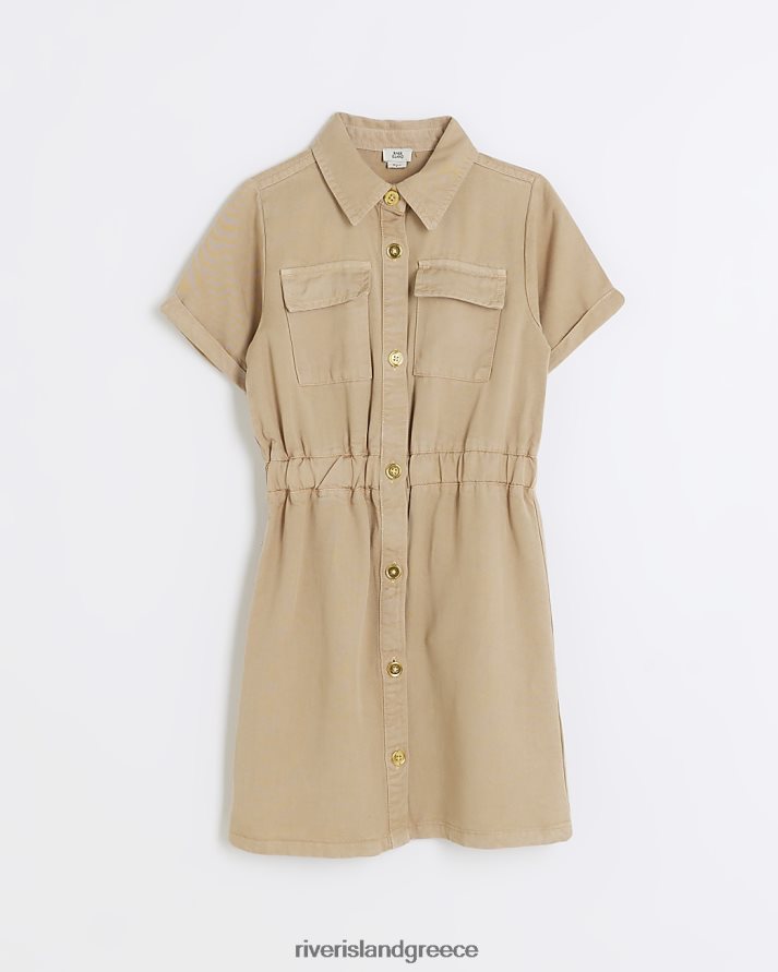 River Island ενδύματα πέτρα κορίτσια g χρηστικό πουκάμισο φόρεμα B6N8X3389