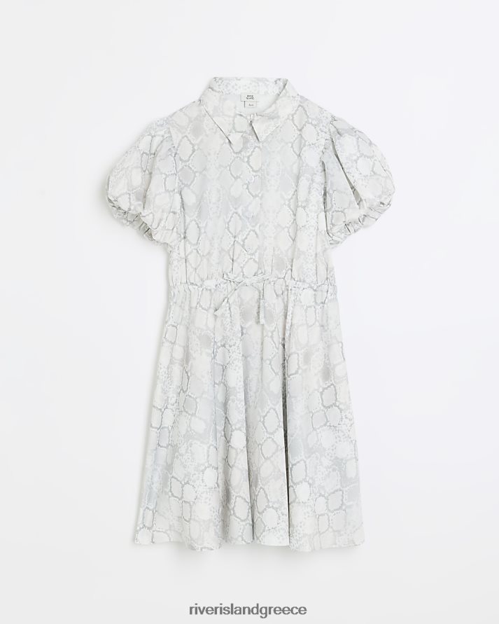 River Island ενδύματα γκρί κορίτσια g φόρεμα πουκάμισο με στάμπα φιδιού B6N8X6272