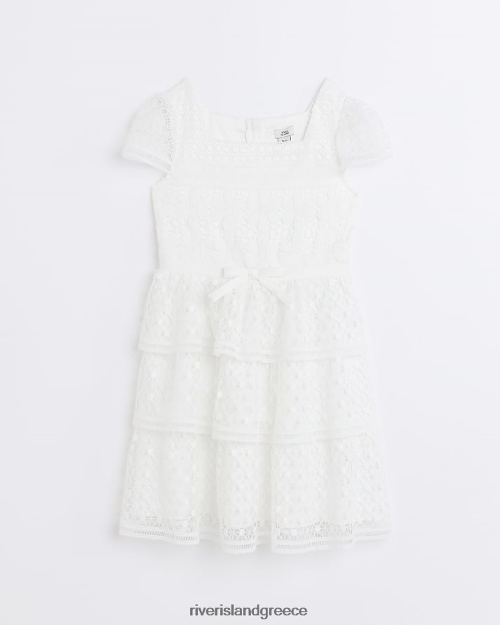 River Island ενδύματα άσπρο κορίτσια g φόρεμα σκέιτερ με δαντέλα B6N8X6333