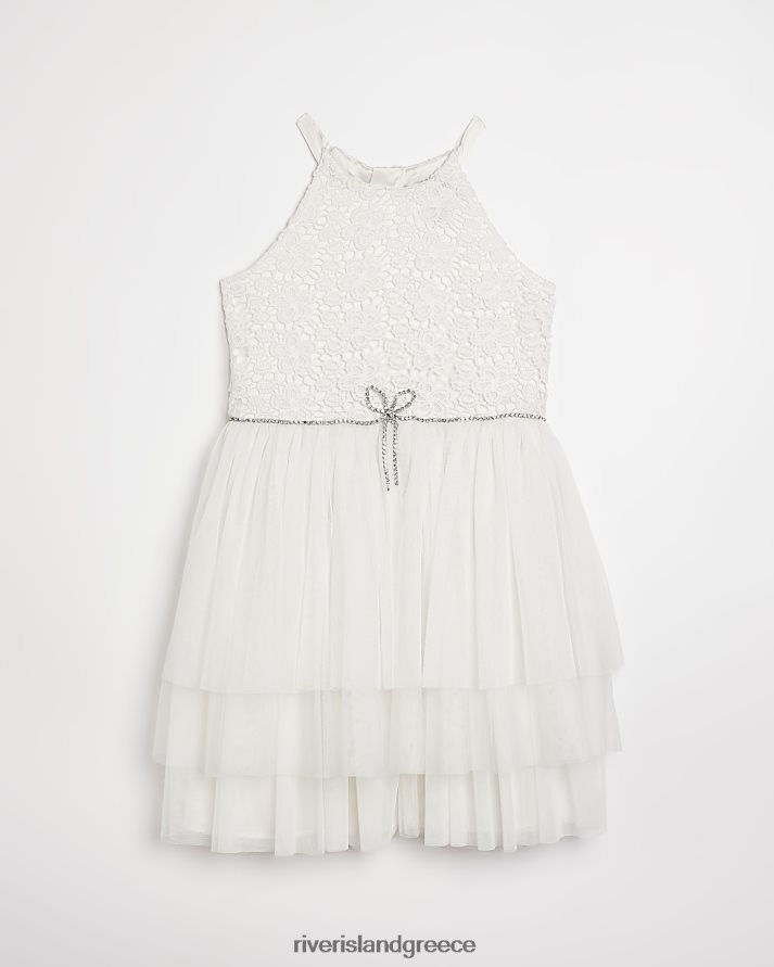 River Island ενδύματα κρέμα κορίτσια g φόρεμα χορού από τούλι με λαιμόκοψη B6N8X6375