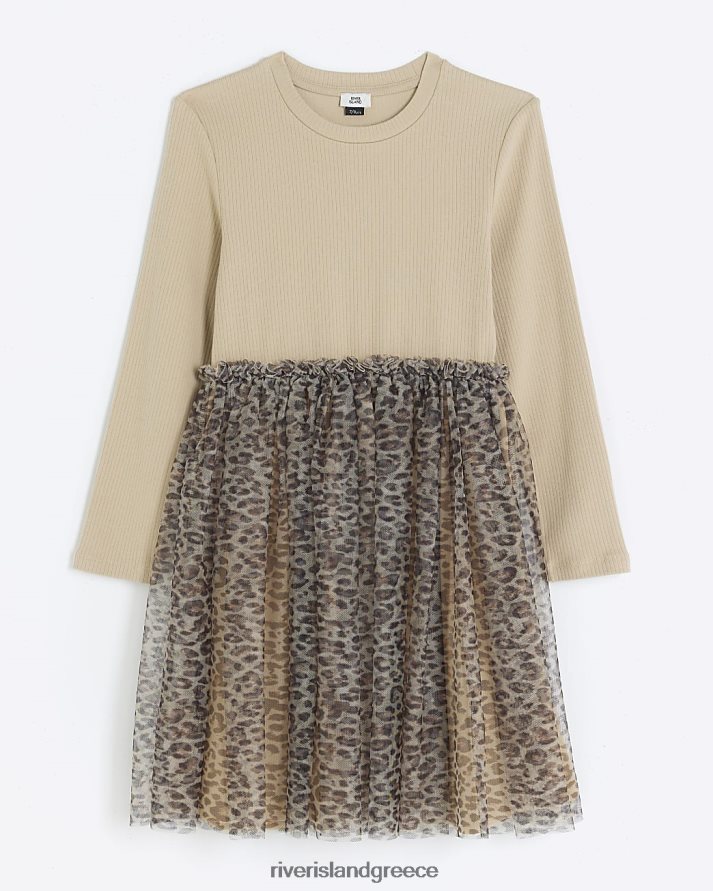 River Island ενδύματα μπεζ κορίτσια g animal print φόρεμα σκέιτερ B6N8X3229