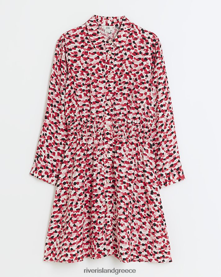 River Island ενδύματα το κόκκινο κορίτσια g ditsy print μακρυμάνικο πουκάμισο φόρεμα B6N8X6148