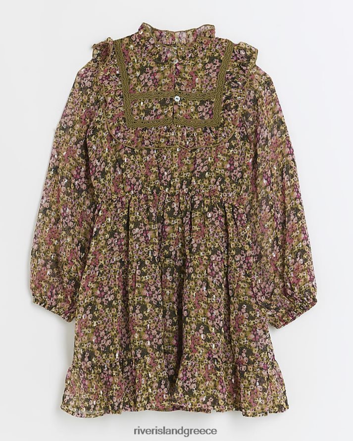 River Island ενδύματα ροζ κορίτσια g φόρεμα σιφόν ditsy skater B6N8X6089