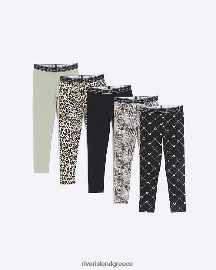 River Island ενδύματα μαύρος κορίτσια g κολάν με animal print 5 πακέτο B6N8X6277