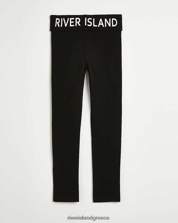 River Island ενδύματα μαύρος κορίτσια g ri διπλώνει πάνω από κολάν B6N8X6140
