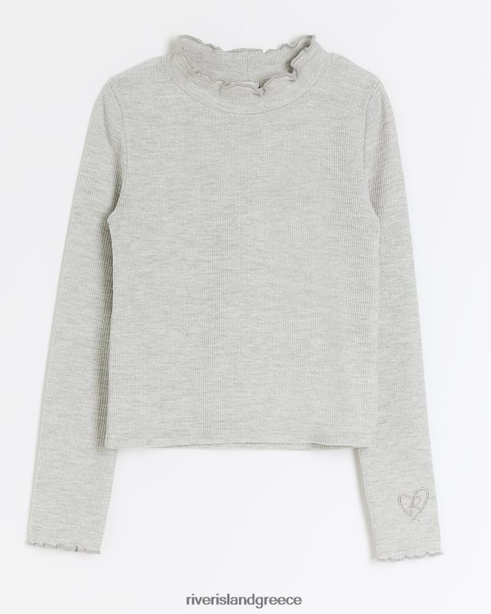 River Island ενδύματα μπεζ κορίτσια g με ριμπ ψηλό λαιμό μακρυμάνικο τοπ B6N8X3253