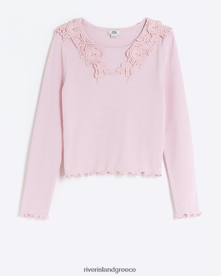 River Island ενδύματα ροζ κορίτσια g κορσάζ μακρυμάνικο τοπ B6N8X3296