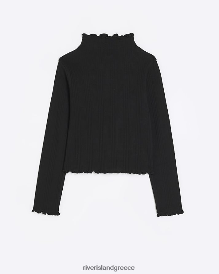 River Island ενδύματα μαύρος κορίτσια g μακρυμάνικο στρίφωμα μαρουλιού B6N8X3362