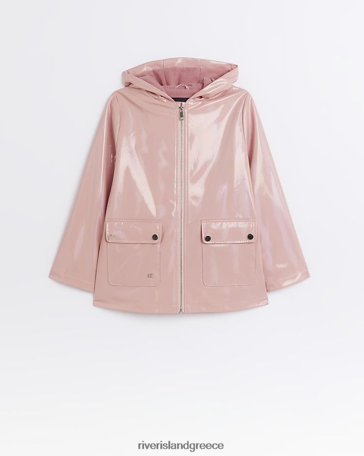 River Island ενδύματα ροζ κορίτσια g ιριδίζον αδιάβροχο παλτό B6N8X3201