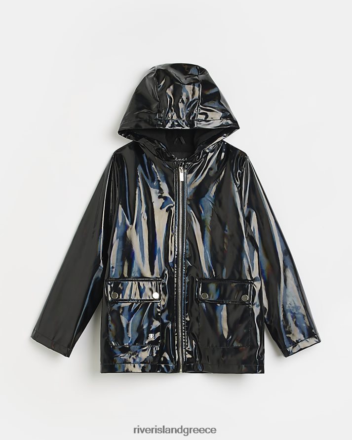 River Island ενδύματα μαύρος κορίτσια g παλτό βροχής ανθεκτικό στο ντους B6N8X3202