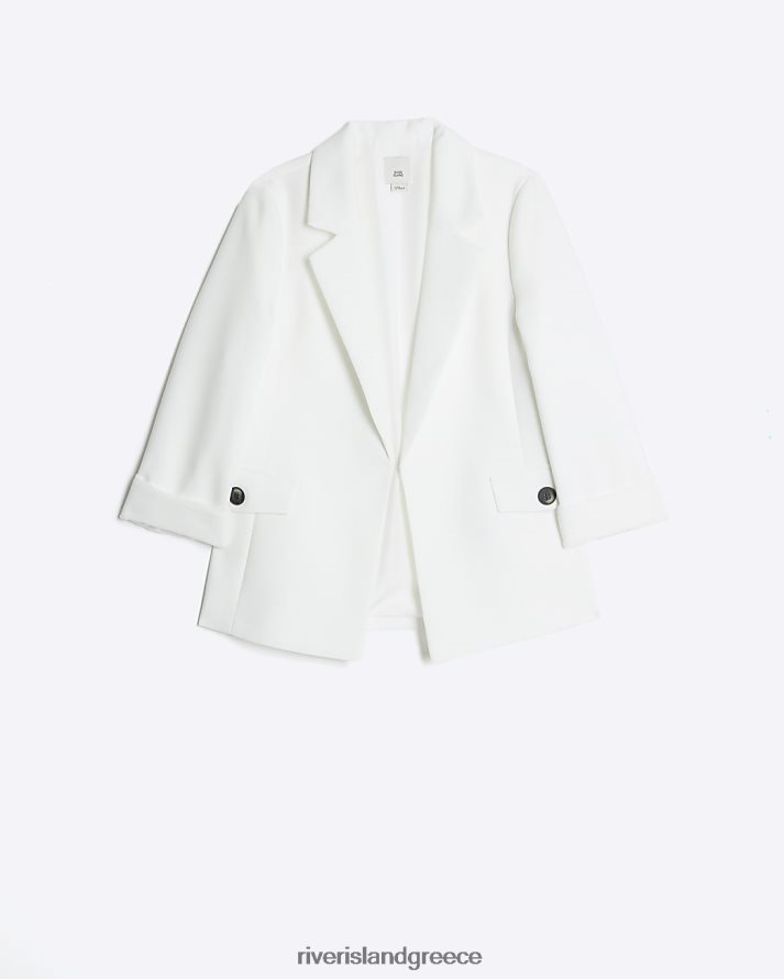 River Island ενδύματα άσπρο κορίτσια g μπλέιζερ με ρολό μανίκι B6N8X3369