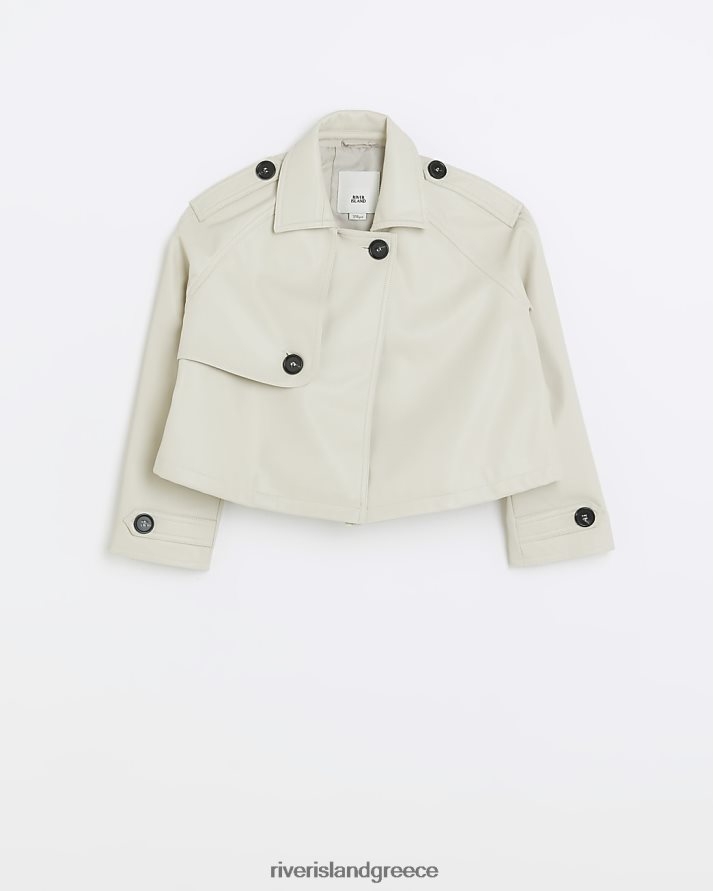 River Island ενδύματα μπεζ κορίτσια g μπουφάν καμπαρντ από τεχνητό δέρμα B6N8X6023