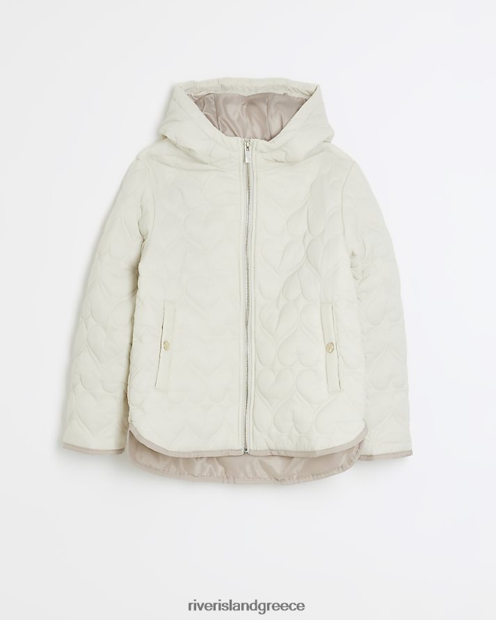 River Island ενδύματα κρέμα κορίτσια g παλτό με επένδυση καρδιάς B6N8X6215