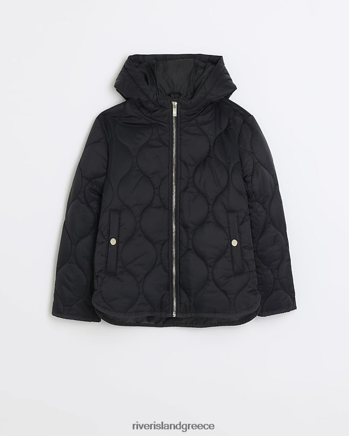 River Island ενδύματα μαύρος κορίτσια g μπουφάν με κουκούλα B6N8X6220