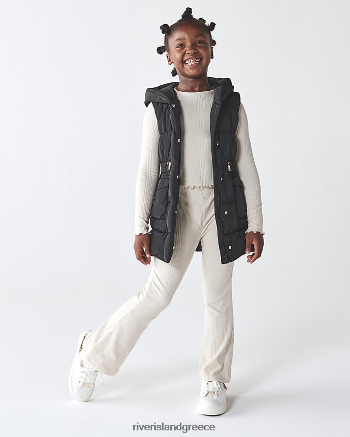 River Island ενδύματα μαύρος κορίτσια g Gilet με ντους με κουκούλα με επένδυση B6N8X3415