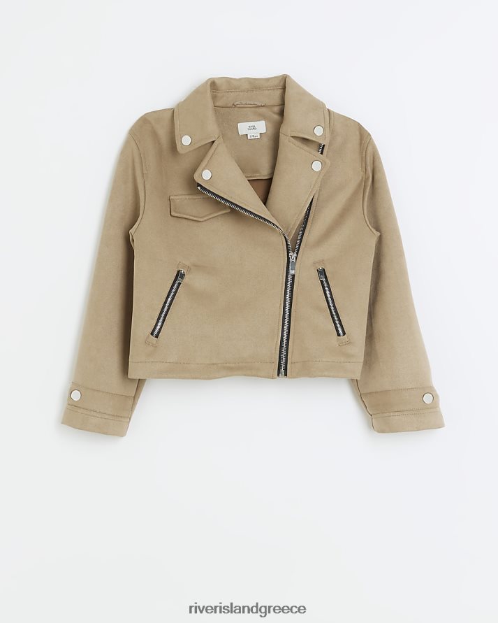 River Island ενδύματα μπεζ κορίτσια g σουέντ biker jacket B6N8X6207