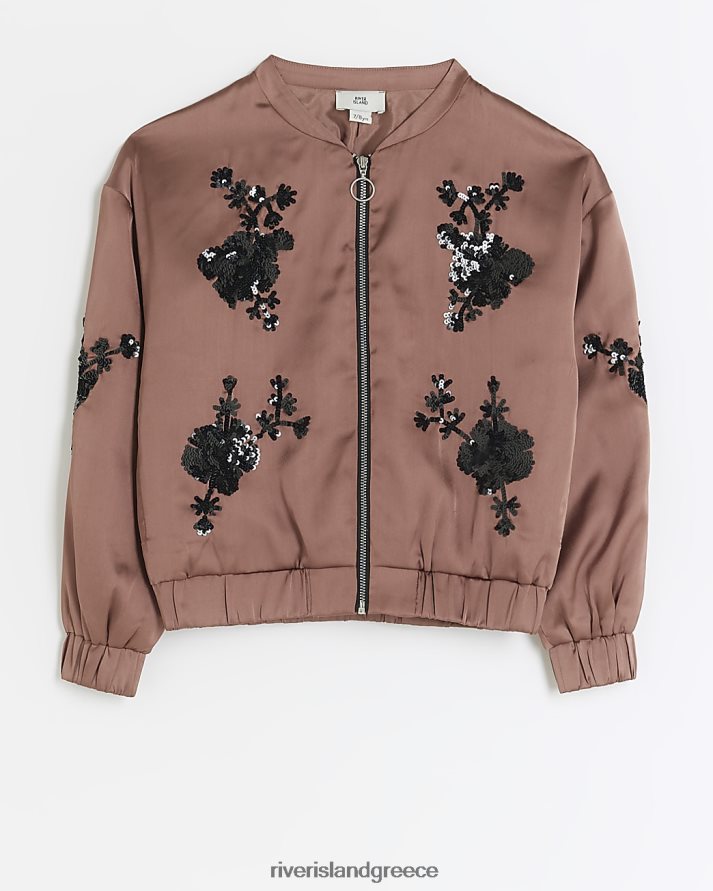 River Island ενδύματα ροζ κορίτσια g φλοράλ κεντημένο bomber jacket B6N8X6102