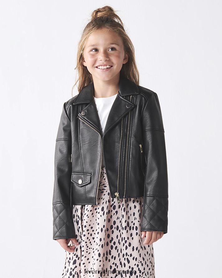 River Island ενδύματα μαύρος κορίτσια g pu biker jacket με διπλό φερμουάρ B6N8X3207