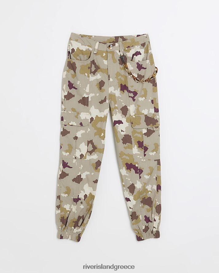 River Island ενδύματα καφέ κορίτσια g camo cargo παντελόνι B6N8X6247