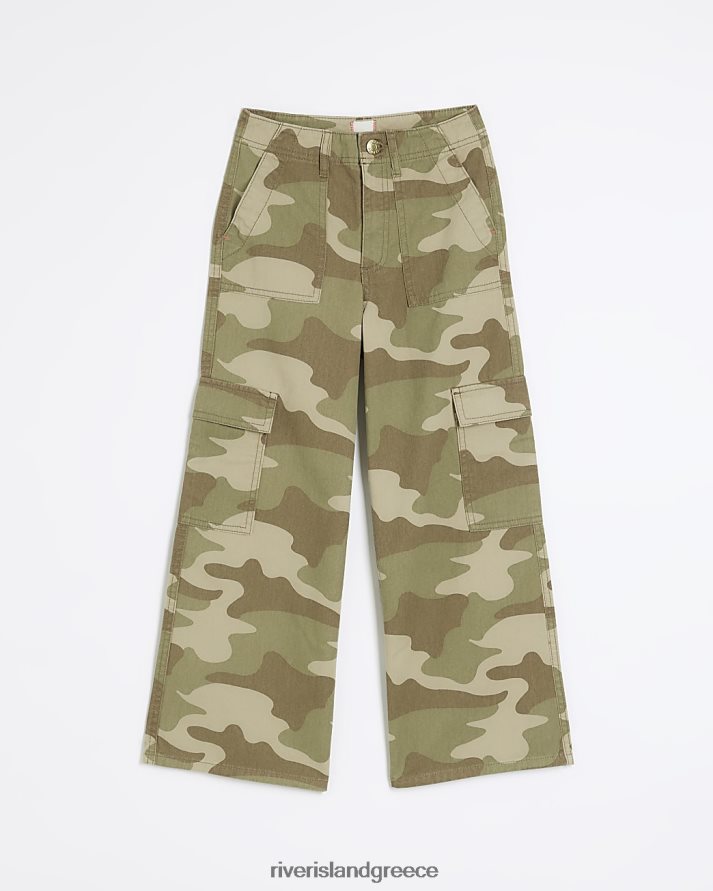 River Island ενδύματα χακί κορίτσια g camo φαρδύ παντελόνι cargo B6N8X6320