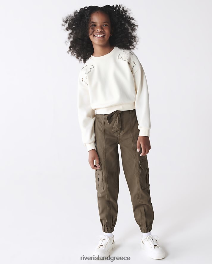 River Island ενδύματα χακί κορίτσια g ζωσμένο παντελόνι cargo B6N8X6162
