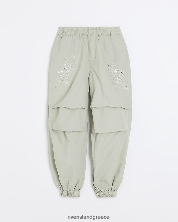 River Island ενδύματα πράσινος κορίτσια g αλεξίπτωτο cargo παντελόνι B6N8X6214
