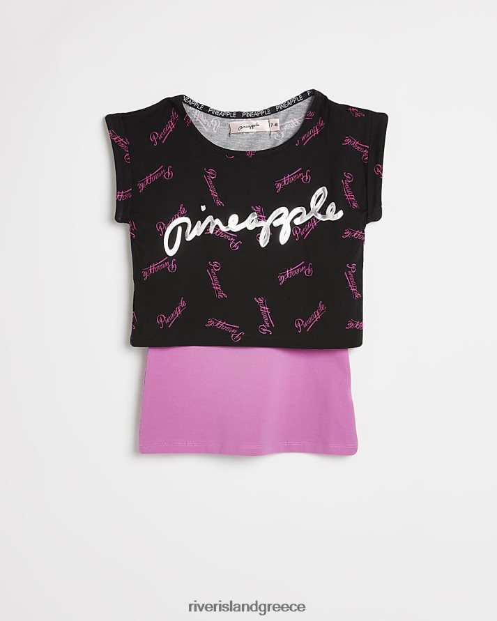 River Island ενδύματα ροζ κορίτσια γρ ανανά 2 σε 1 crop top B6N8X6497