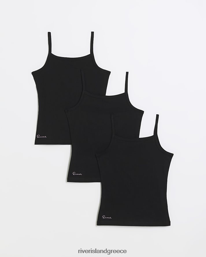 River Island ενδύματα μαύρος κορίτσια γραμ γιλέκα με τιράντες 3 πακέτο B6N8X3395