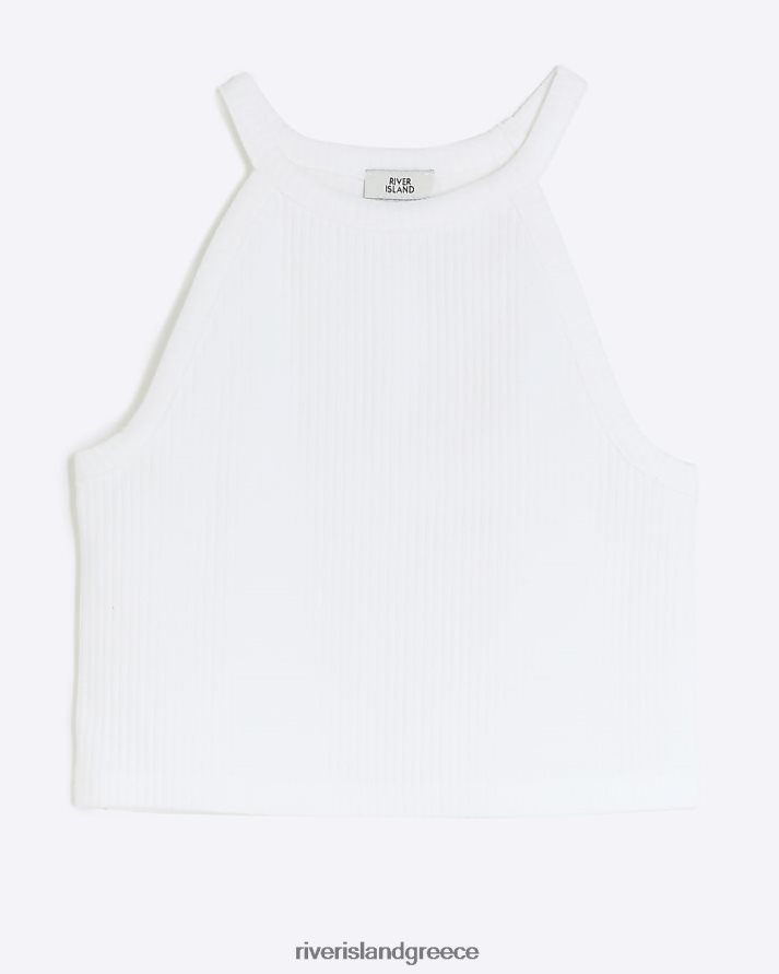 River Island ενδύματα άσπρο κορίτσια g μπλούζα γιλέκου με ραβδωτό λαιμό B6N8X3264
