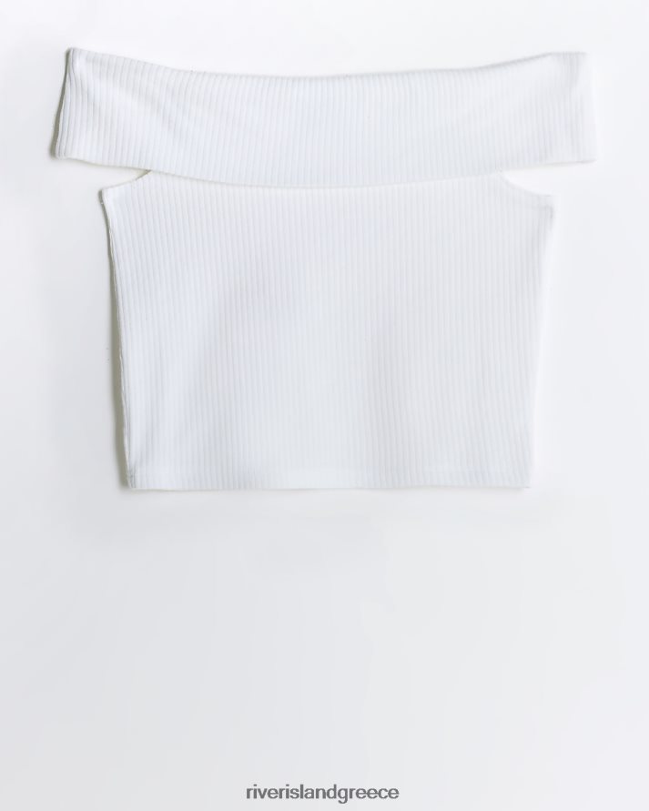 River Island ενδύματα άσπρο κορίτσια g με ραβδώσεις bardot top B6N8X3274