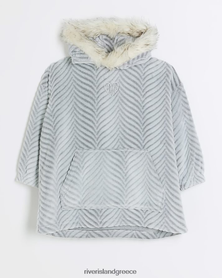 River Island ενδύματα γκρί κορίτσια g chevron άνετη κουβέρτα με κουκούλα B6N8X6037