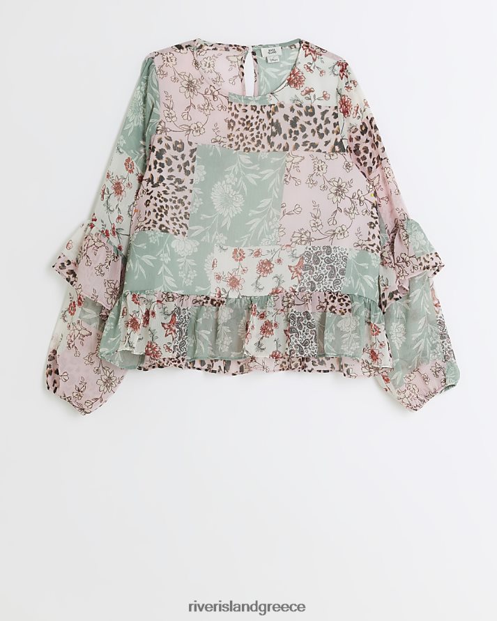 River Island ενδύματα μπλε κορίτσια g συνονθύλευμα frill μπλούζα B6N8X6150