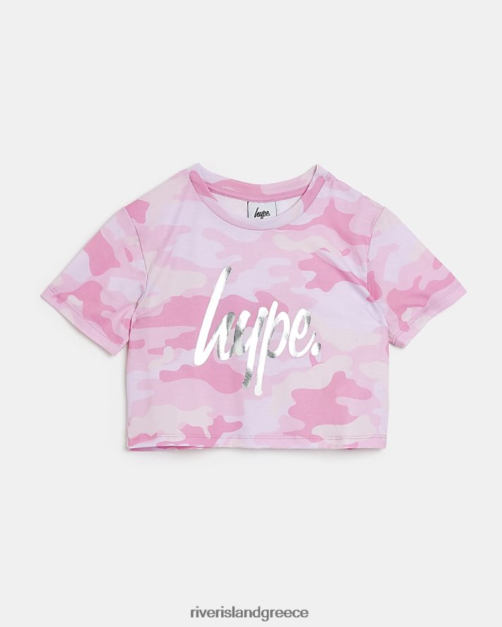 River Island ενδύματα ροζ κορίτσια g hype camo crop top B6N8X3469