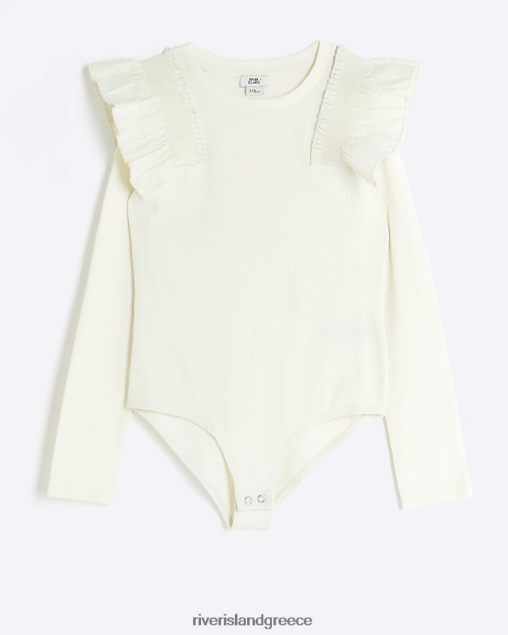 River Island ενδύματα κρέμα κορίτσια g κορμάκι με rib frill B6N8X3183