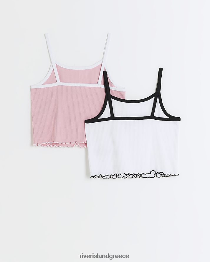River Island ενδύματα ροζ κορίτσια g ribed cami top 2 pack B6N8X3386