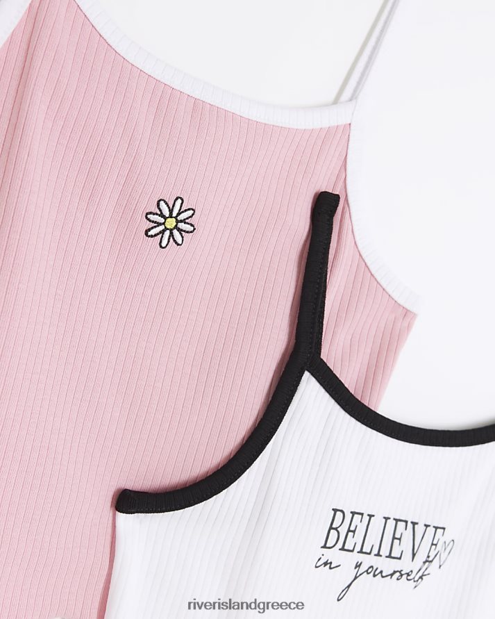 River Island ενδύματα ροζ κορίτσια g ribed cami top 2 pack B6N8X3386