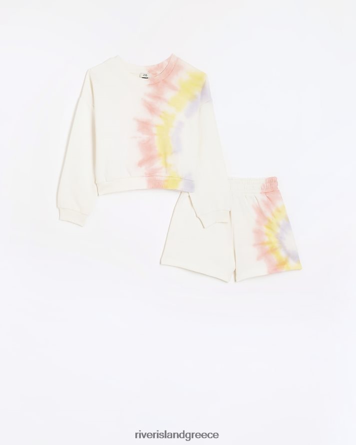 River Island ενδύματα κρέμα κορίτσια γραβάτα βαφής ιδρώτα στολή B6N8X6281