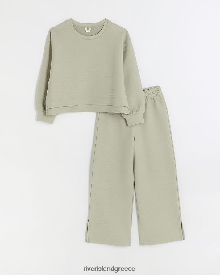 River Island ενδύματα χακί κορίτσια g σετ φούτερ και παντελόνι B6N8X3180