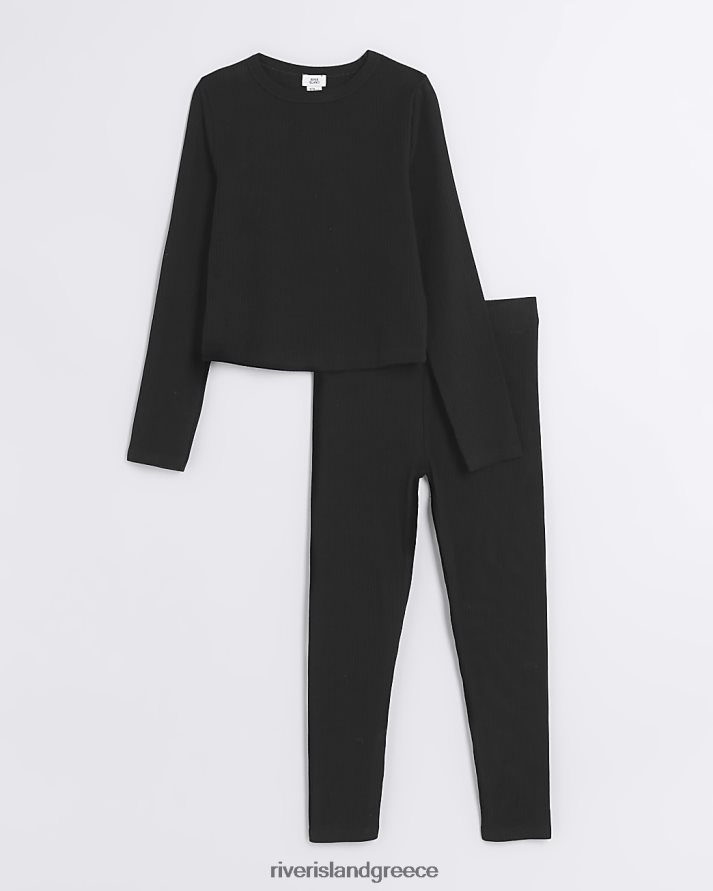 River Island ενδύματα μαύρος κορίτσια g μακρυμάνικο μπλουζάκι και κολάν B6N8X3255