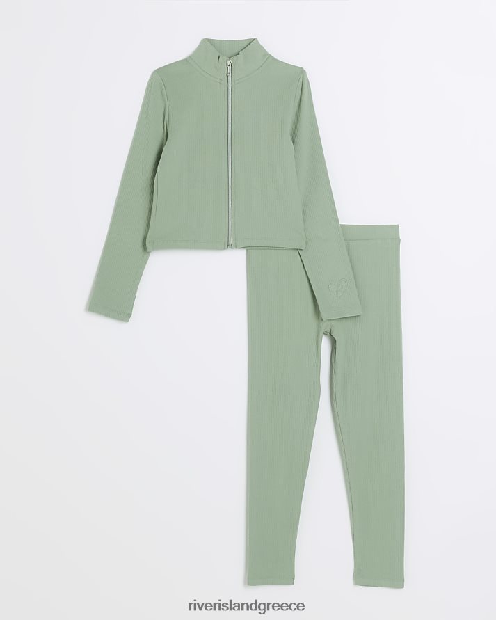 River Island ενδύματα χακί κορίτσια g σετ φούτερ με φερμουάρ από πλευρά επάνω B6N8X6049