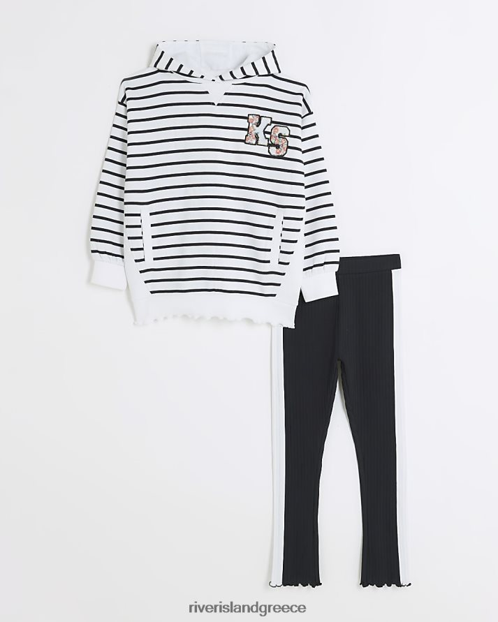 River Island ενδύματα εκρού κορίτσια g ριγέ ιδρώτα με κουκούλα B6N8X6110